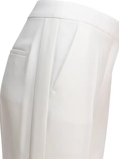Max Mara Pianoforte Triacetate White Trousers In White