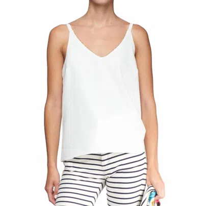 Vilagallo Beaded Neckline Tank Top In White In White