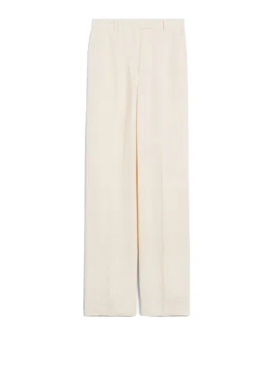 Max Mara Studio Butter Linen Trousers In Neutral