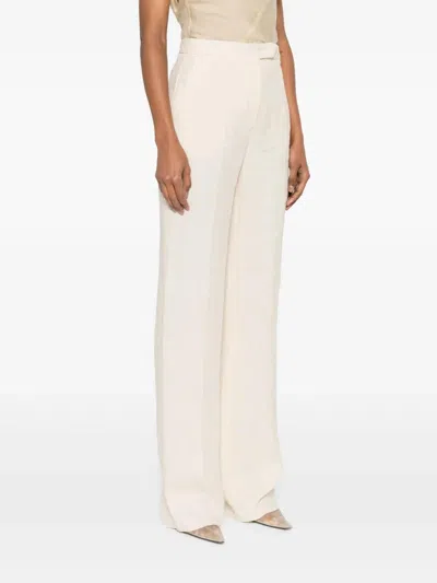 Max Mara Studio Butter Linen Trousers In Neutral