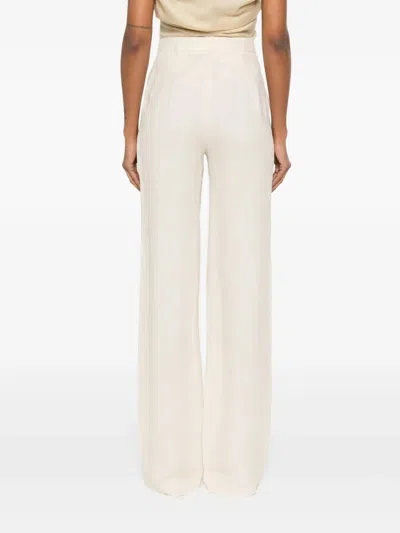 Max Mara Studio Butter Linen Trousers In Neutral