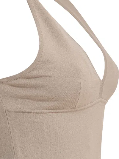 Max Mara Halterneck Fitted Silhouette Tops With Seam Detailing