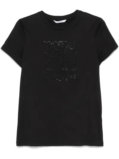 Max Mara Embellished Round Neck Top With Graphic Detail In Black