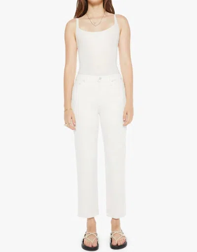 Mother Rambler Zip Ankle High Rise Straight Jeans In Cream Puffs In White
