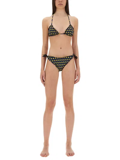 Mc2 Saint Barth Sagittarius Rubber-ducky Ruffled Bikini Top In Black