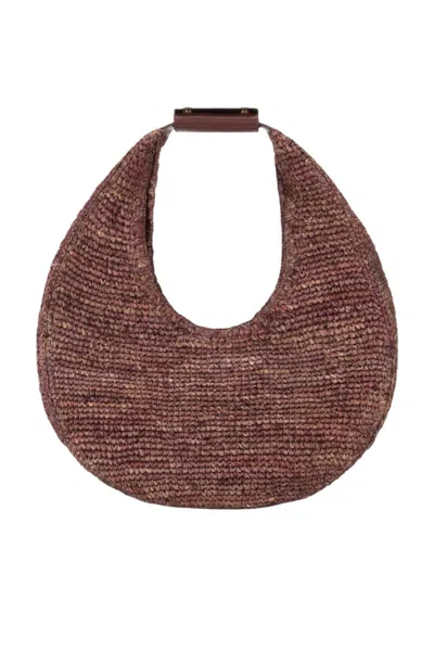 Staud Women's Raffia Moon Tote Bag In Mahogany