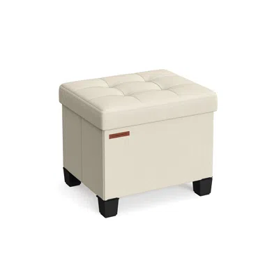 Breebe 15.8" Wide Storage Ottoman With Legs - Cream White In White