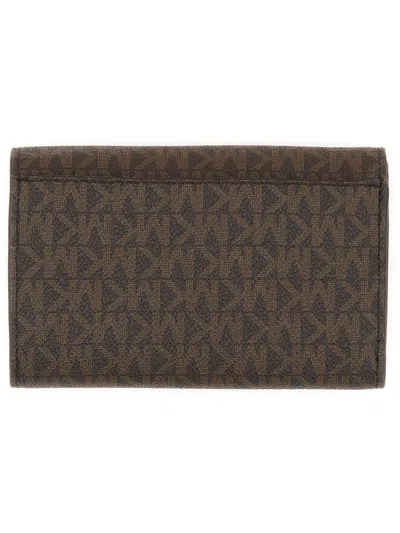 Michael Michael Kors Wallet With All Over Logo In Brown