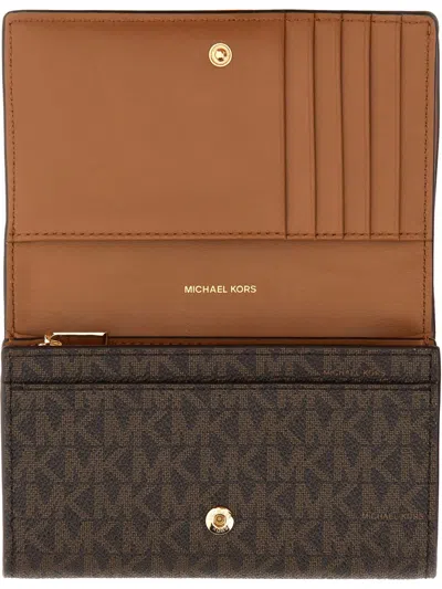 Michael Michael Kors Wallet With All Over Logo In Brown