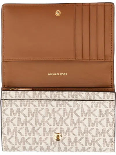 Michael Michael Kors Wallet With All Over Logo In White