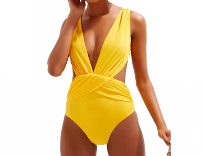 Oye Swimwear Elvira Daring One Piece Swimwear In Yellow In Yellow