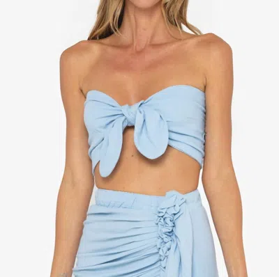 Jbq Sol Chambray Twist-front Crop Top In Blue