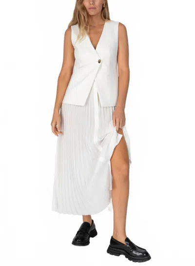 Derek Lam 10 Crosby Lauren Mixed Media Midi Dress In White