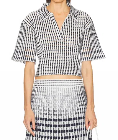 Simkhai Adley Knit Cropped Polo In Midnight Multi