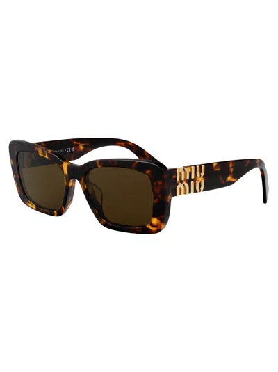 Miu Miu Havana Miele Acetate Sunglasses In Brown