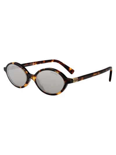 Miu Miu Regard Round-frame Tortoiseshell Acetate Glasses In Brown