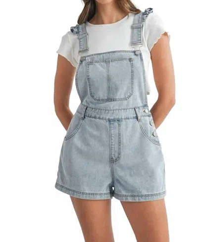 Mable Remi Ruffle Denim Overalls In Light Denim In Blue