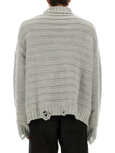 Mm6 Maison Margiela Mm6 By Maison Margiela Textured Knit Turtleneck Sweater With Oversized Silhouette In Gray