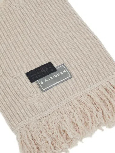 Mm6 Maison Margiela Ribbed Frayed-edge Scarf