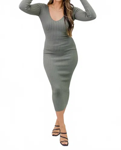 Hera Collection Seduction Ribbed Allure Dress In Moss