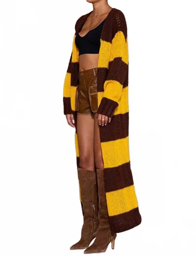 Rehab Lab Bora Cardigan In Brown/yellow