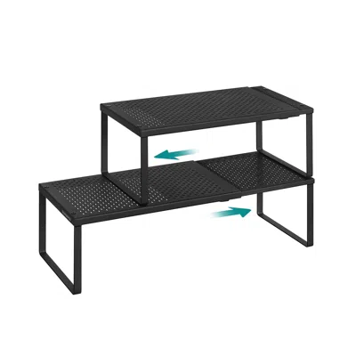 Breebe Set Of 2 Expandable Kitchen Countertop Shelves In Black