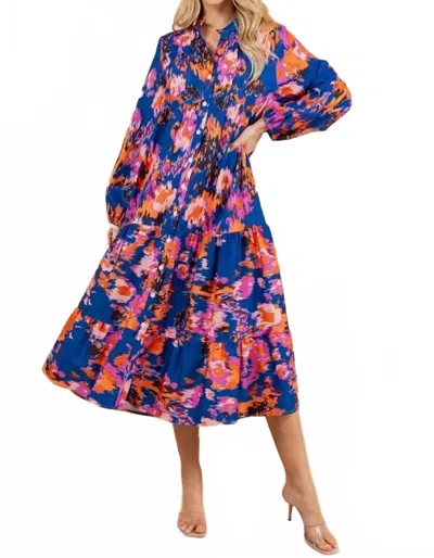 Sundayup Monet Midi Dress In Multi In Blue