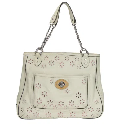 Pre-owned Coach Leather Tote Bag () In White