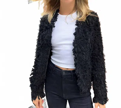 Stellah Tweed Slightly Padded Shoulder Jacket In Black