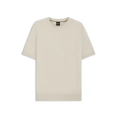 Hugo Boss Knit Sweater With Mixed Structures In White