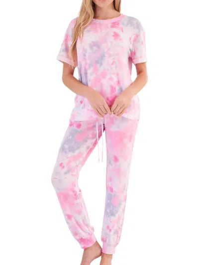 White Birch Tamara Tie Dye Loungewear Set In Pink In Pink