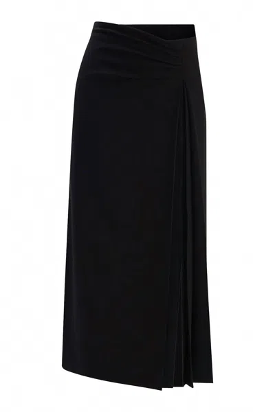 Exquise Women's Ruched Pleated Side Skirt In Black