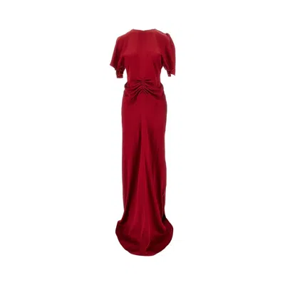 Victoria Beckham Womens Gathered Draped-sleeve Satin Maxi Dress Rose