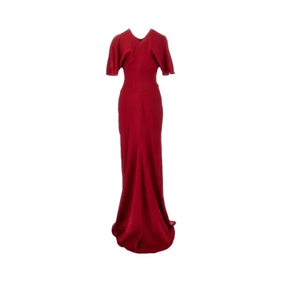 Victoria Beckham Womens Gathered Draped-sleeve Satin Maxi Dress Rose