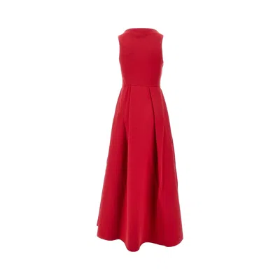 Emporio Armani Techno Cady Ankle-length Dress In Red