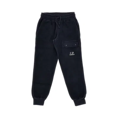 C.p. Company Fleece Sweatpants With Logo Embroidery Kids In Black