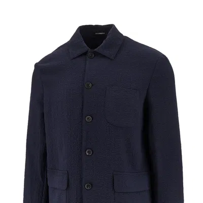 Emporio Armani Shirt Jacket In Technical Seersucker Fabric