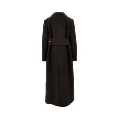 Victoria Beckham Brown Double-breasted Coat In Wool And Cashmere