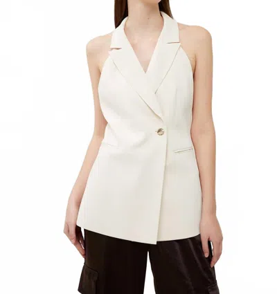 French Connection Harrie Suiting Halterneck Waistcoat In Classic Cream