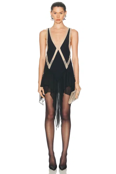 Attico Embellished Ruffled Mini Dress In Gray