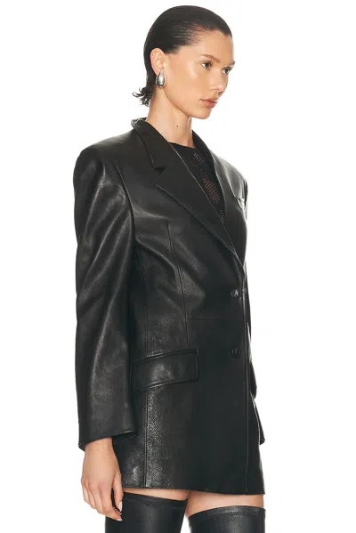 Attico Tailored Black Lambskin Blazer With Notched Lapels