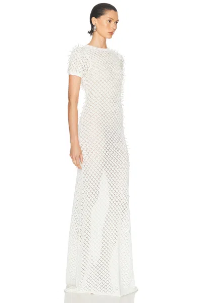 David Koma Gradient Glass Embroidery Gown In White