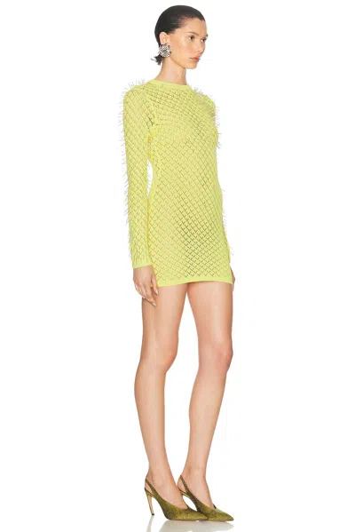 David Koma Gradient Glass Long Sleeve Mini Dress In Yellow