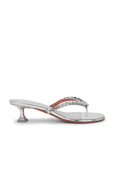 Amina Muaddi Leather Sandals With Crystal-embellished Straps