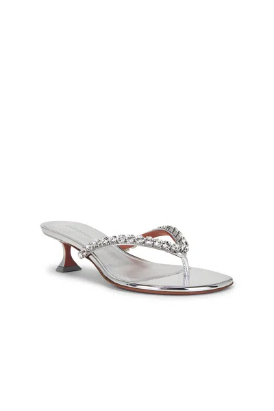 Amina Muaddi Leather Sandals With Crystal-embellished Straps