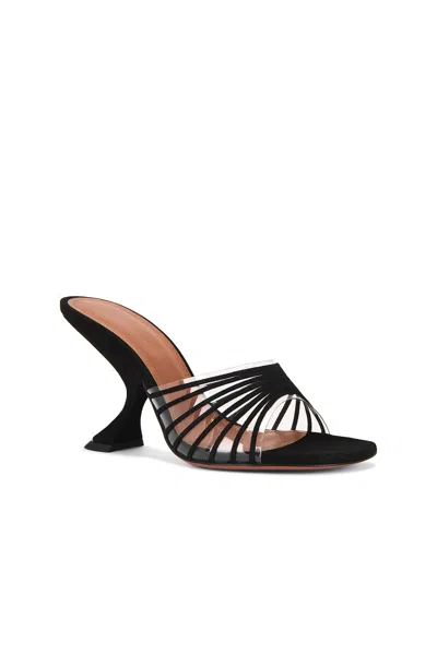 Amina Muaddi Mookie Suede Pvc Comma-heel Mules In Black
