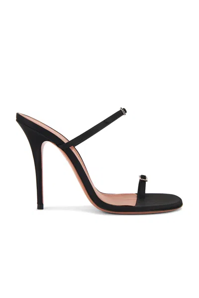 Amina Muaddi Adut Thong Slipper 105 In Black Satin In Black
