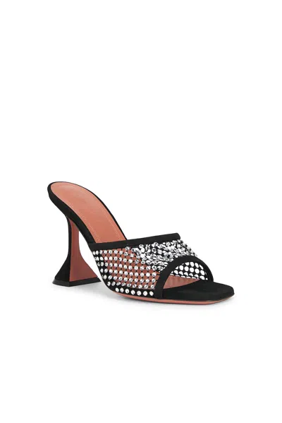 Amina Muaddi Lupita Crystal-embellished Fishnet And Suede Mules