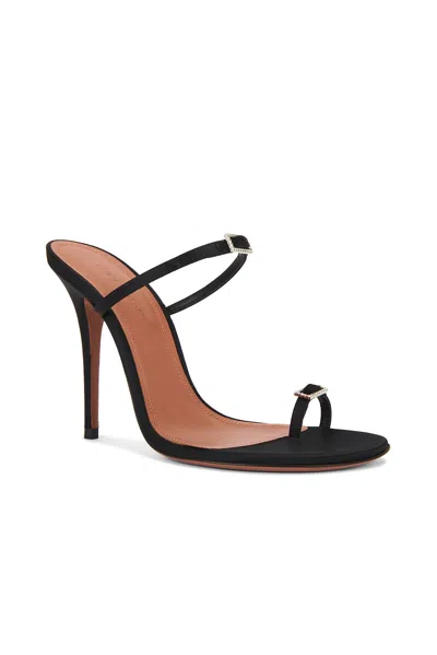 Amina Muaddi Adut Thong Slipper 105 In Black Satin In Black