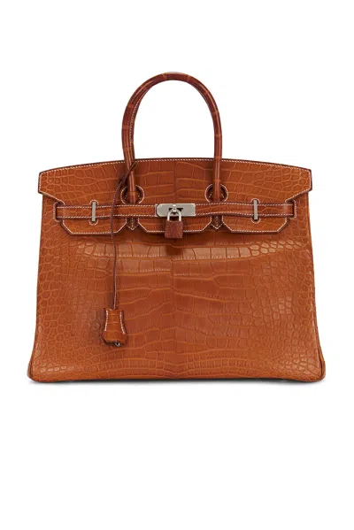 Pre-owned Hermes Fauve Matte Alligator Birkin 35 Handbag